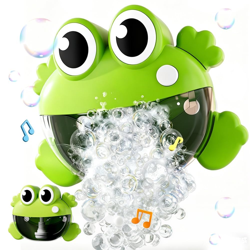 Spiritzohic Frog Baby Bath Toys, Frog Bath Bubble Machine Automatic Musical Bubble Machine Bathtime Bathtub Toy Bubbles Maker Toys with Music Fun Shower Toy Gifts Birthday Animal Set