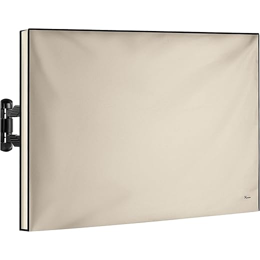 Garnetics Outdoor TV Cover 22"-24" inch - Weatherproof protection for Flat TVs - Universal for Any Mount and Stand - Beige
