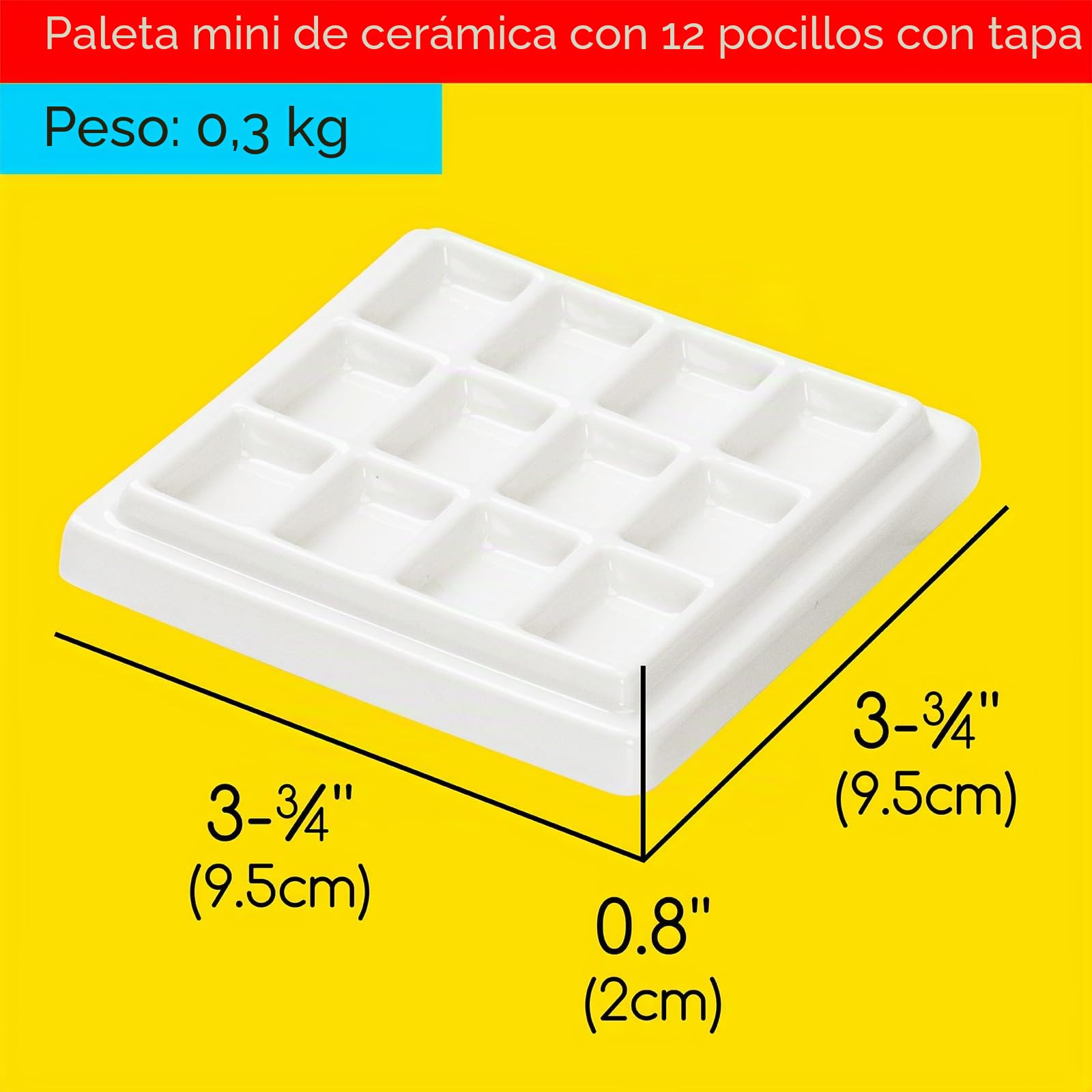 MEEDEN Paquete de 3 paletas de cerámica con Cubiertas, Paleta de Pintura para Acuarela y Mezcla de Colores Gouache, Paleta de Porcelana Blanca Pura, Paleta Multifuncional para Pasatiempos y