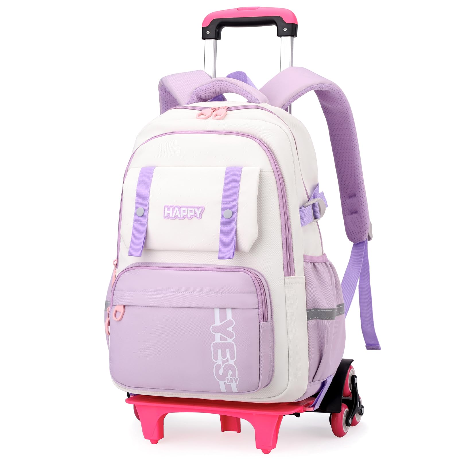 Amythe Mochilas Escolares Trolley para Adolescentes Niños, Mochila con Ruedas para Niña 10 12-18 años, Carro Mochila Casual para la Escuela, los Viajes y el Ocio, 6 Ruedas