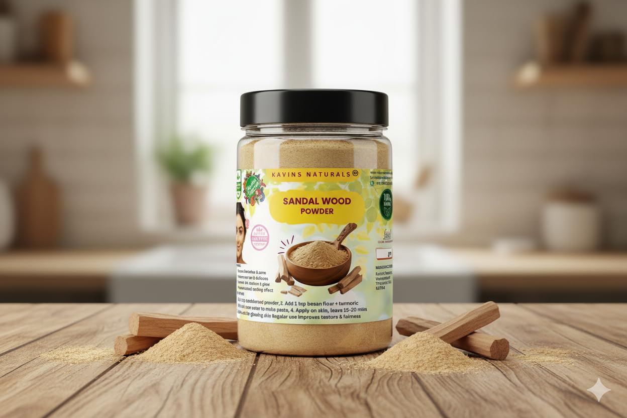 Kavins Naturals Sandalwood Powder for face pack | Skin | Organic | Puja | Face Pack | for pooja, Sandal wooden powder, Chandan powder sticks,Tilak,Chandanam, chandana mutti, 100g 2