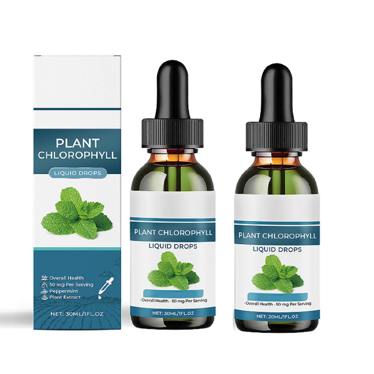 Chlorophyll-Tropfen – Desodorierend und für natürliche Energie, Minzgeschmack,2pcs