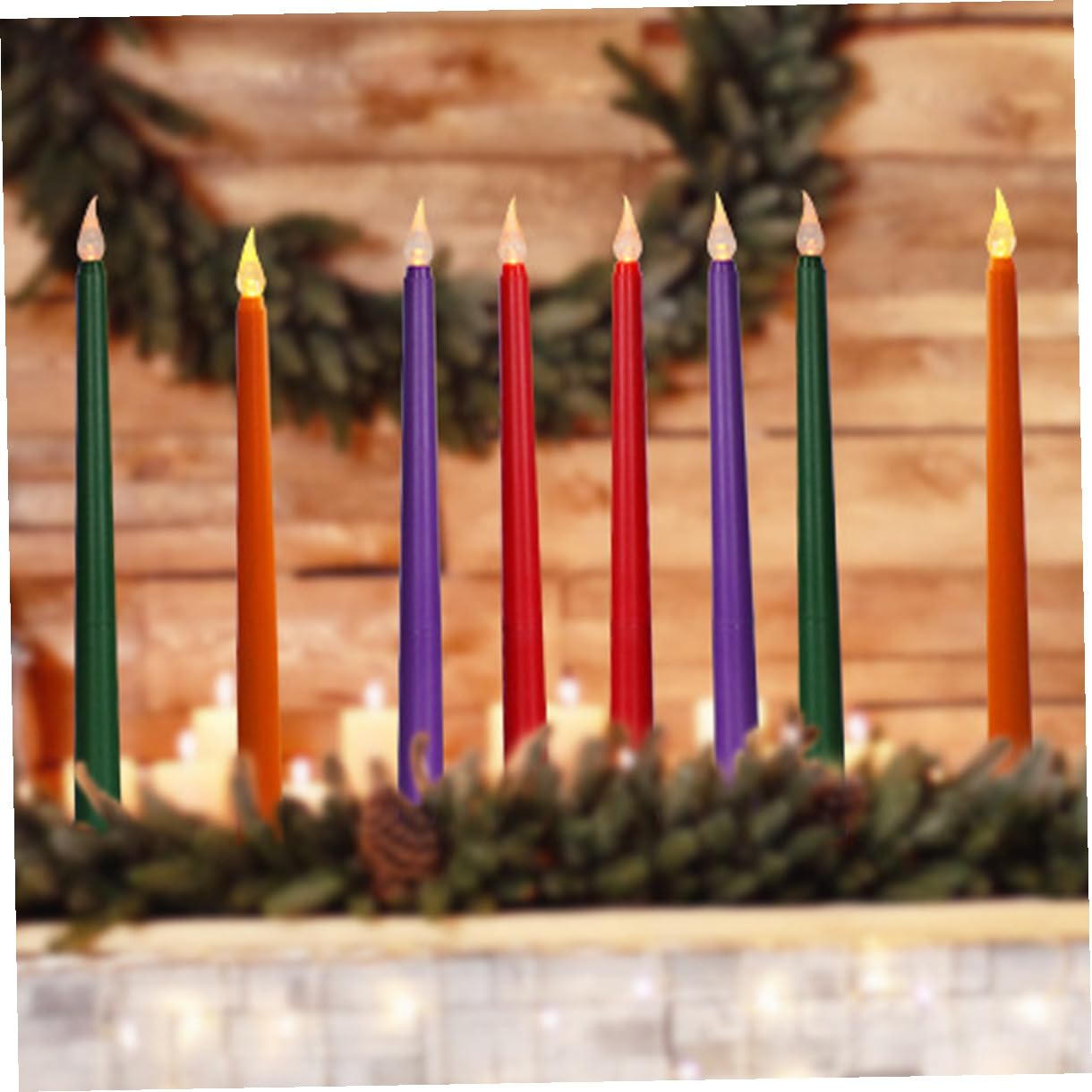 INOOMP 12 Candele Elettriche senza Fiamma LED Verde Design Realistico e Funzione Duratura, Perfette per Matrimoni e Decorazioni da Tavolo in Pp
