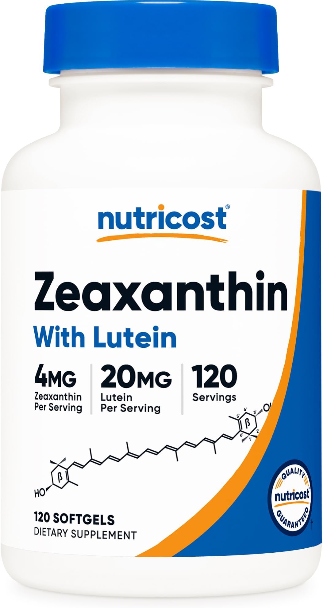 Zeaxanthin with Lutein 20mg, 120 Softgels - Potent, Non-GMO, Gluten Free