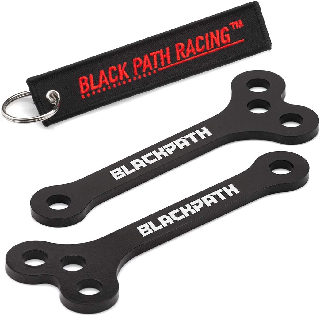 BlackPath - Fits Suzuki Adjustable 0" + 1" + 2" Rear Lowering Link Kit Boulevard C50 + Volusia 800 Motorcycle Drop Links (Black) High Carbon Steel