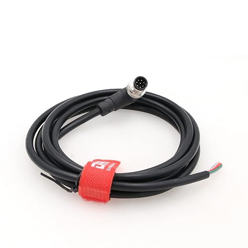 DRRI Conector de sensor macho de 8 pines de ángulo recto M12 para volar Cable de protección eléctrica impermeable para aplicaciones de automatización