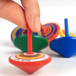 Ailopta Wooden Spinning Top - Funny Wooden Gyro Peg, Mini Multicolor Handmade Painted Wood Spinning Tops, Traditional Toy Wooden Small Tops For Children