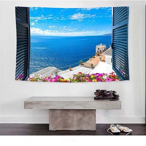 Tuscan Tapestry Wall Hanging For Bedroom Aesthetic Bohemia Art Wall Decor Aesthetic Forest Seaside Tapestry Throw Yoga Mat For Home Living Room Decor(52''X59'') #TOP17