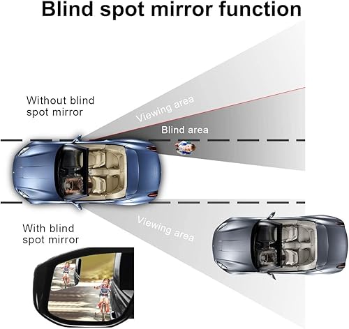 Miniatura 6 de POMFW - Espejo retrovisor convexo de punto ciego, ajustable, sin marco, de gran ángulo, con forma de ventilador, de cristal HD, adhesivo 3M para
