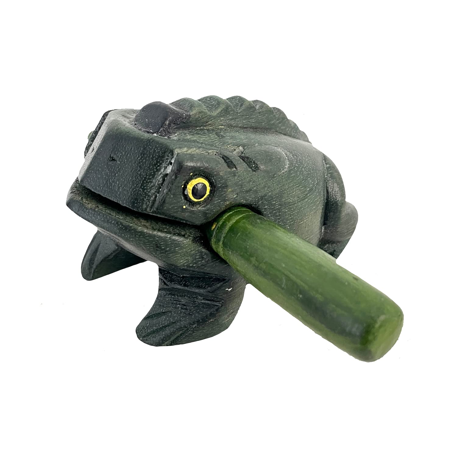 5" Wooden Frog Percussion Instrument Wood Frog Guiro Rasp Tone Block Thailand Handcraft Musical Lucky Frog Home Office Decoration Nice Gift (Green)