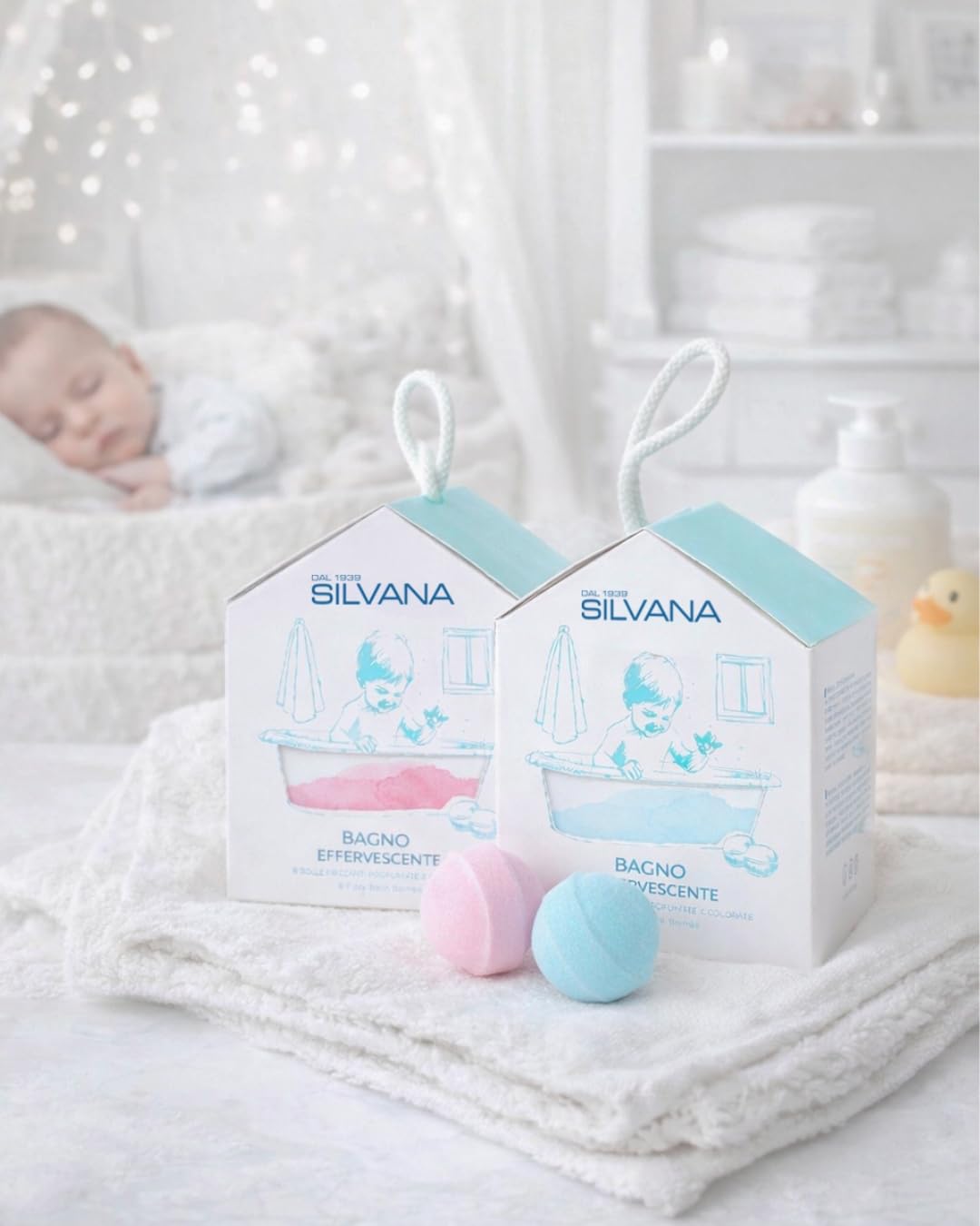 Silvana Bagno Effervescente Coccole per Bambini – Bomba da Bagno Naturale con Olio di Mandorle, Amido di Riso e Burro di Cacao – Bagnetto Rilassante e Idratante – Made in Italy