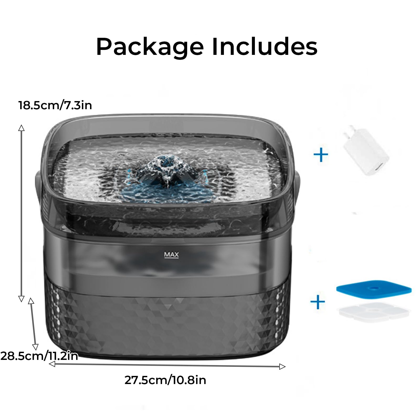 Fontanella per Cani E Gatti 304Oz/2.4Gal/9L, Fontana d'Acqua Fresca con Serbatoio Visivo Sensore di Movimento Fontanella per Gatti Ultra Silenziosa Distributore d'Acqua con 4 Filtri A Carbone