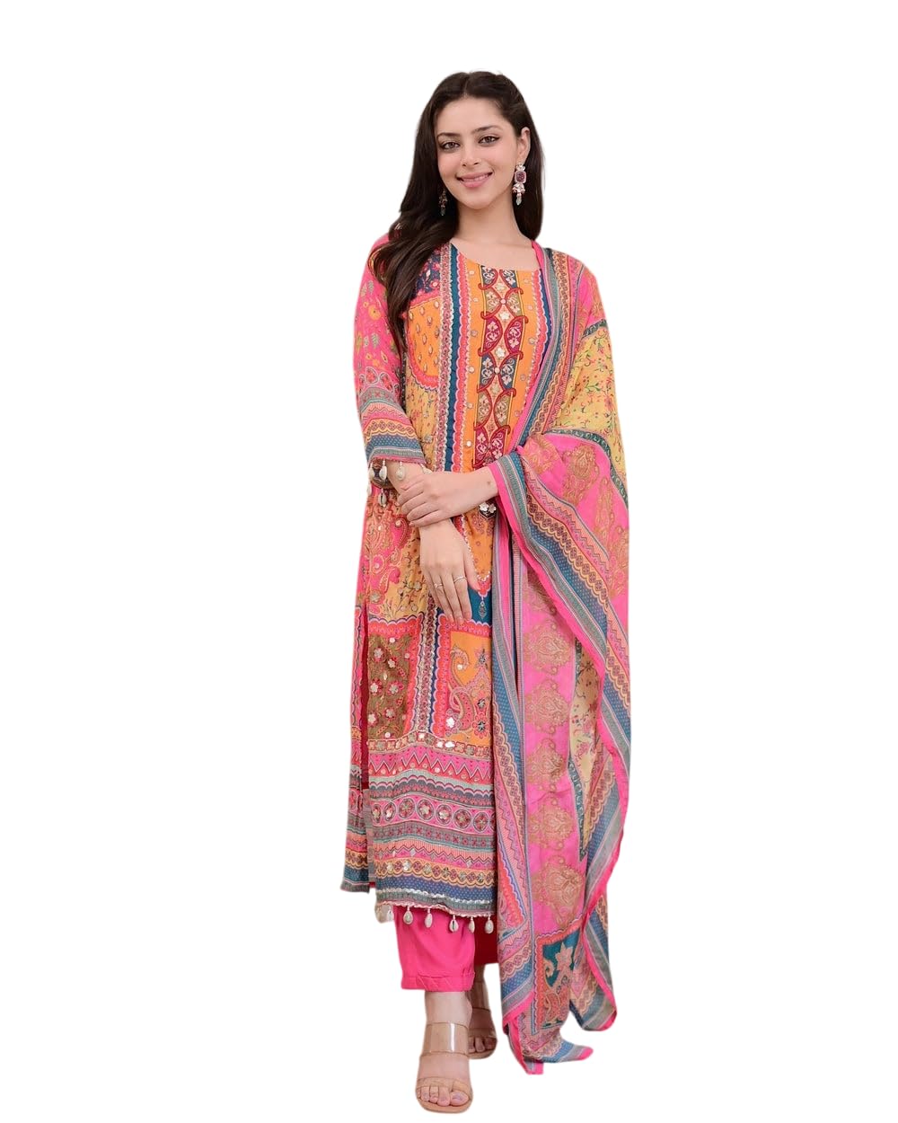ermofy HARE KRISHNA CREATION Womens embroidered & Printed kurta set end pant dupatta-picture-53