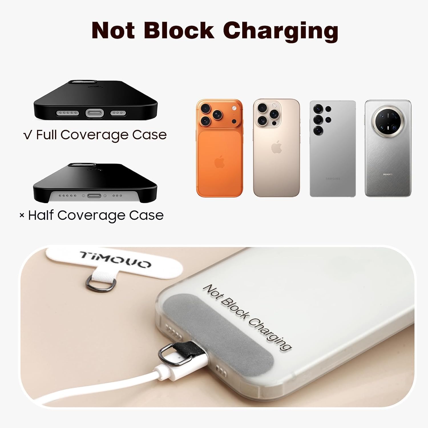 TiMOVO Clip & Go Strap Phone Lanyard, Cell Phone Strap with Leather Wallet Pouch, Universal Crossbody Phone Lanyard Adjustable Neck Strap Compatible with Most Smartphones, Khaki