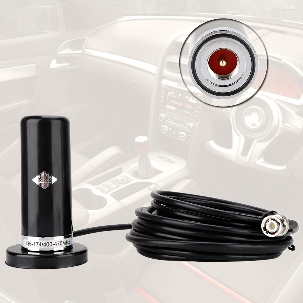 Fabater Antenna per Veicolo Dual Band VHF UHF BNC Connettore Maschio Supporto Base Magnetica per Scanner Radio Mobile per Auto BC75XLT BC125AT 136-174 MHz 400-470 MHz 50 W