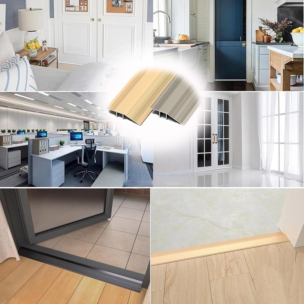 Tira de aluminio para puerta de 110 cm, perfil de ajuste de altura para alfombras Eds, moldura de suelo antideslizante, gris, perfecto para puertas y umbrales