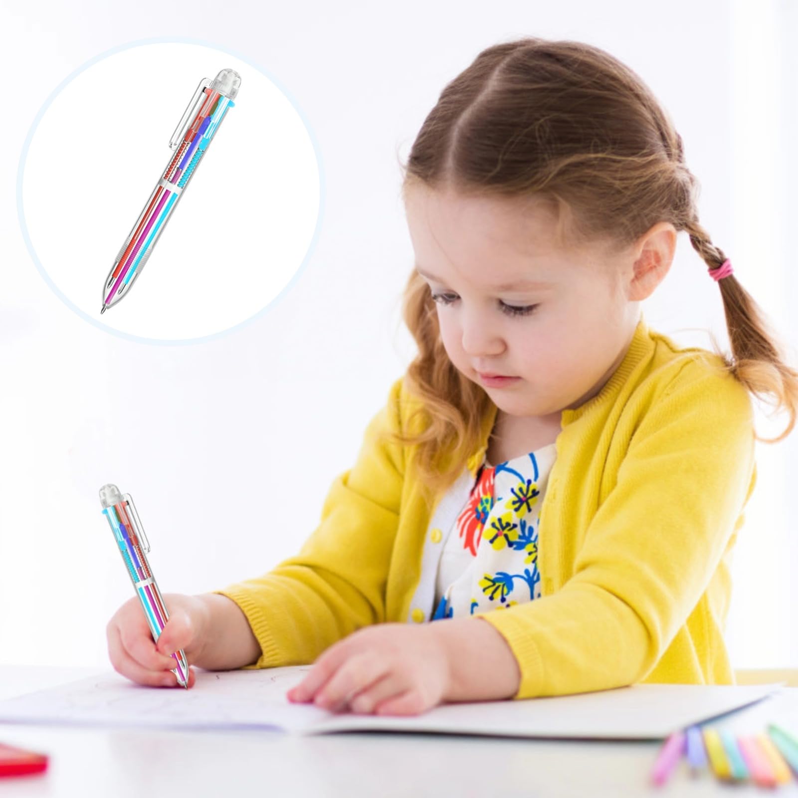 Generisch 48 Stk Mehrfarben Kugelschreiber, 6 Farben, 0,5 mm Feinspitze, transparenter Schaft, für gleichmäßiges Schreiben, schnell trocknende Tinte, für Büro, Schule, Schüler und Lehrer