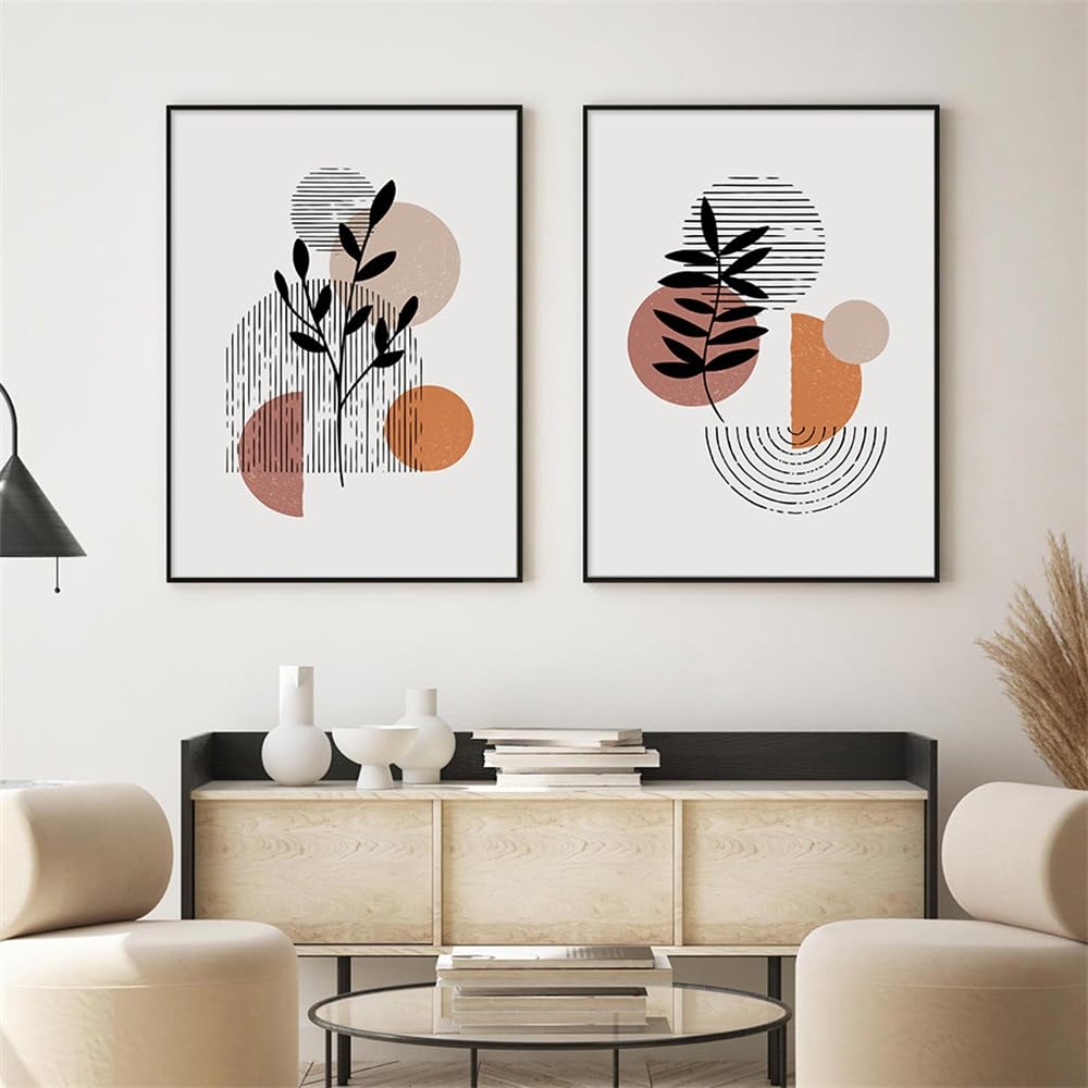 WUHBCZ Canvas Paints,Abstract Geometric Line Leaves Minimalist Posters Canvas Painting Wall Art Print Picture Bedroom Living Room Kitchen Bedroom Home Decor-50 * 70cm*2PCS (No Frame)