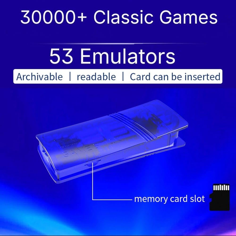 GS5 MINI Wireless Video Game Console-Plug & Play 4K HD Output with 53 Emulators & 30,000+ Games-Game Stick for PC/TV/Projector-Exclusive Edition-Dual Controllers Included (64gb) 4