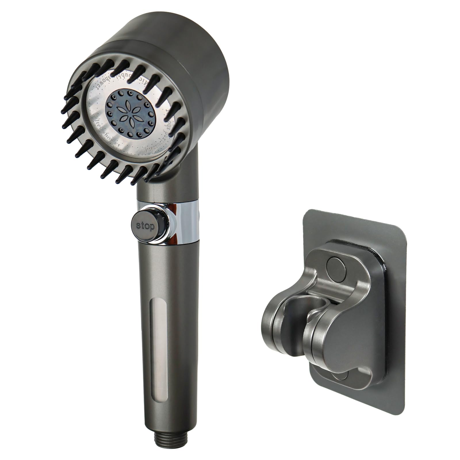 SYF-UN Handheld Shower Head with Filter, High Pressure 4 Spray Mode Showerhead with 59" Hose,Showerhead with ON/Off Switch for Clean Tub, Tile & Pets (Grey)