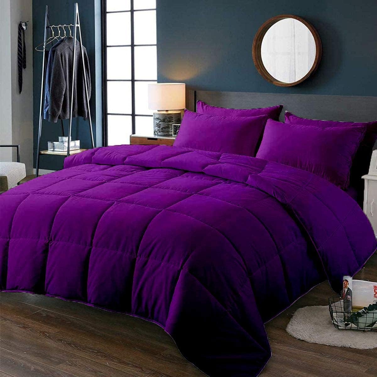 All Season Over Size Bed Comforter - Cooling Down Alternative Quilted Duvet Insert with Corner Tabs - Winter Warm - Machine Washable - 500 GSM Burgundy