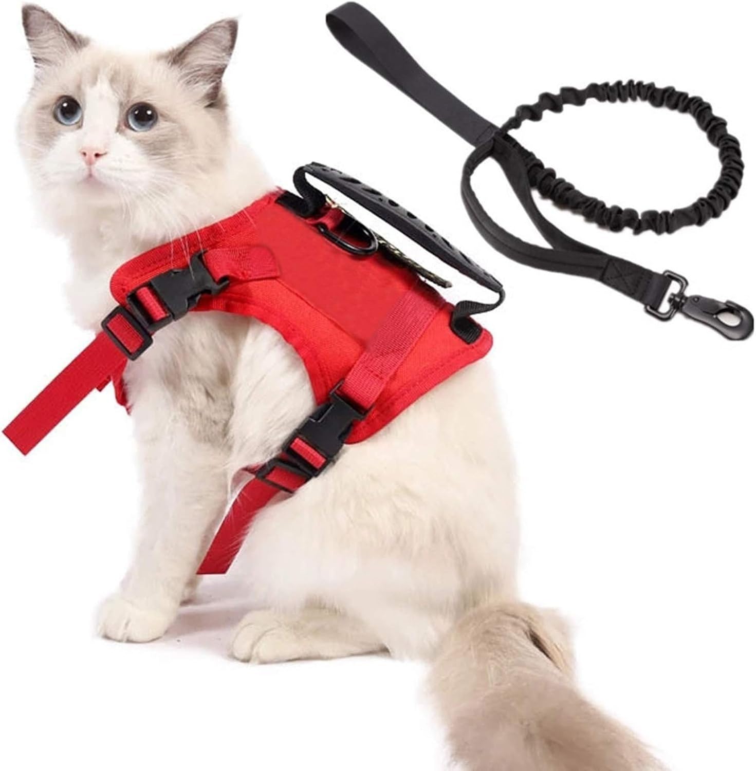 Reditore Tattico per Gatti e Guinzaglio Antifuga per Passeggiate, Pettorina Tattica per Cuccioli per Addestramento Outdoor, Gilet Militare Regolabile per Grandi, Red