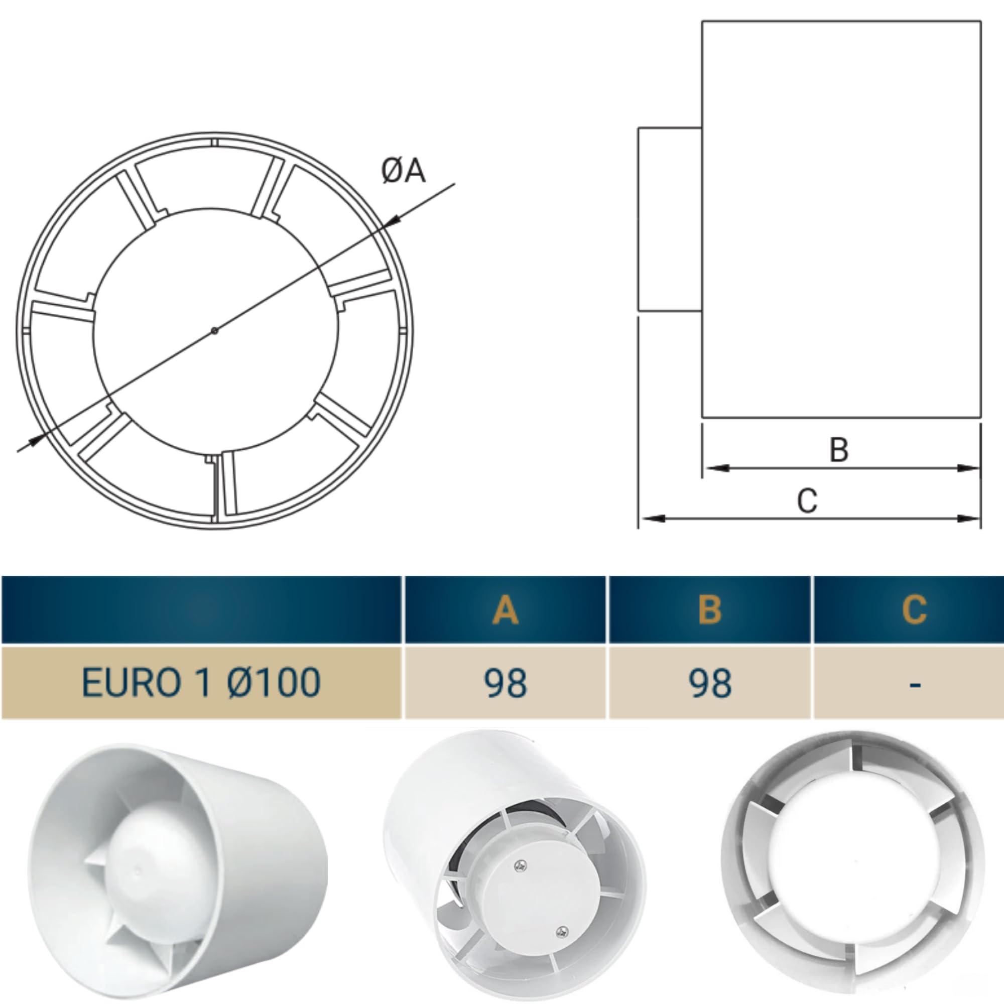 MYPURECORE 100mm In-Line Extractor Fan, Quiet Bathroom Ventilation Fan for Ducting, High Airflow 100 m³/h - Image 2