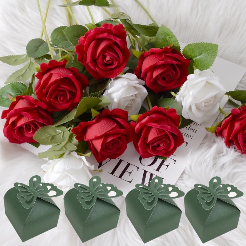 JINLYXHUI 50Pcs Candy Paper Boxes Candy Gift Boxes for Wedding Baptism Birthday Party Decorations (Butterfly, Dark Green) - Image 3