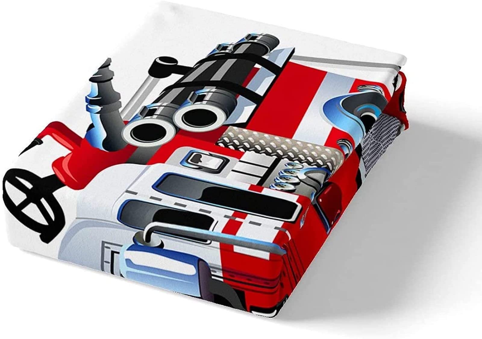 Housse De Couette 240 X 260 Cm 3D Camion De Pompier Parure De Lit 2 Personnes Imprimée Microfibre Hiver, Rouge Housse Couette 240 X 260 Cm + 2 Taies D'oreiller 65x65 Cm