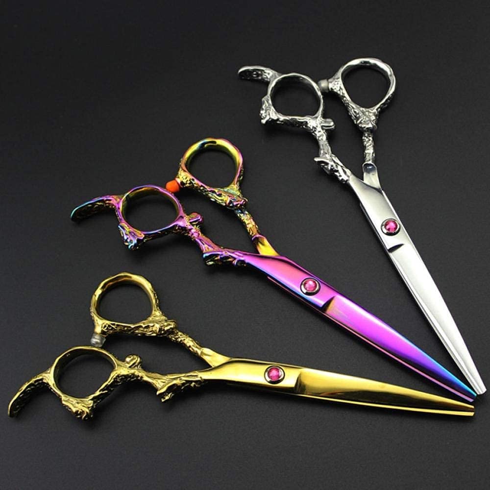 Tijeras de peluquería, Tijeras de peluquería Profesional 6 Pulgadas Japón 440c Tijeras de Corte para Cabello Tijeras de Corte Tijeras de Adelgazamiento de salón Juego de