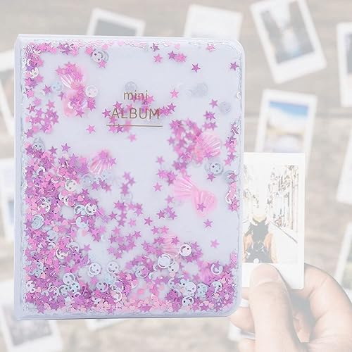 Miniatura 5 de Quicksand Beads 64 bolsillos 3 pulgadas mini álbum de fotos para fotos de cámara, mini álbum de fotos de película, libro portátil accesorios ()