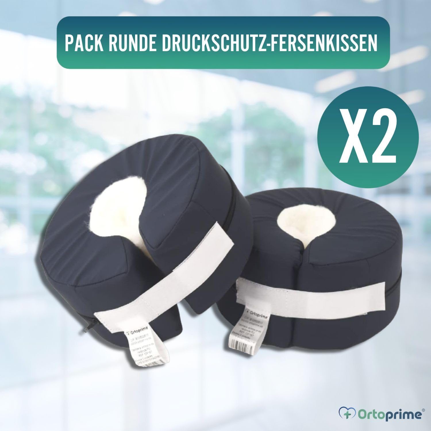 OrtoPrime 2 Runde Antidekubitus-Fersenschoner - Wasserdichte Fersenpolster - Regulierbarer Fersenschutz - Ergonomische Dekubituskissen - Orthopädische Fersenschutzpolsterung für Ellbogen und Füꞵ