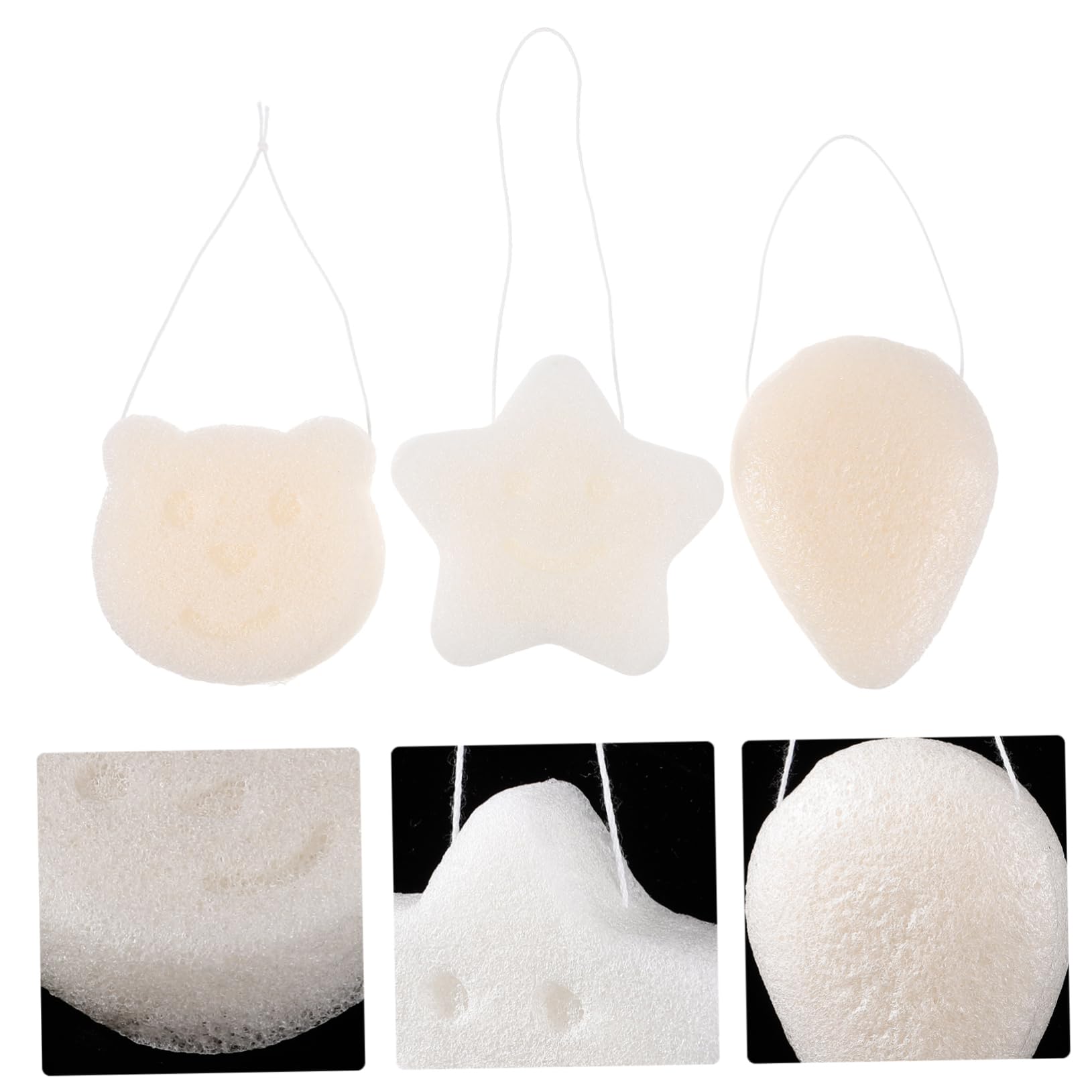 5 Sätze Schrubben Balsam Gesichtswaschschwamm Blase Abs Bathsponge Badezimmermatte Schwämme Für Die Gesichtsbehandlung Körperschwamm Zum Reinigen Glucomannan-faser Weiß 3 Stück * 5 Healeved