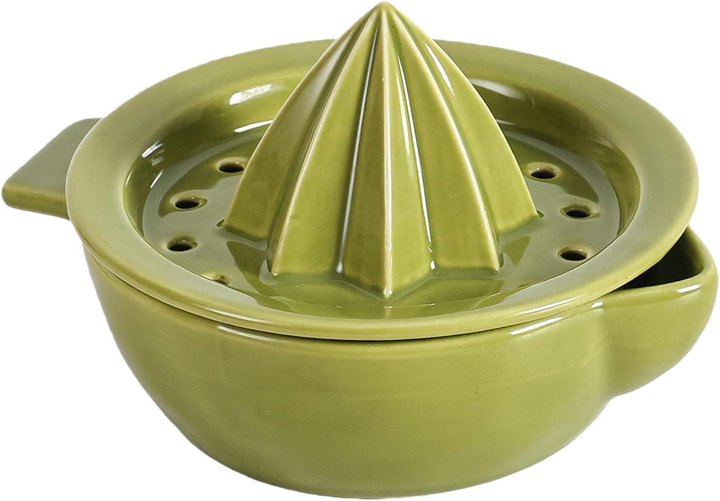 Exprimidor manual de cerámica cítrica naranja limón exprimidor manual, exprimidor de mano con tazón de 6.8 onzas y tapa de colador, boquilla, asa,