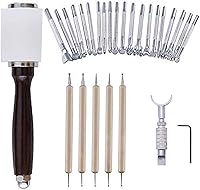 Vista 1 de Herramienta de estampado de cuero, 28 piezas, herramientas de fabricación de sillín de trabajo, herramientas de fabricación de sillín de cuero