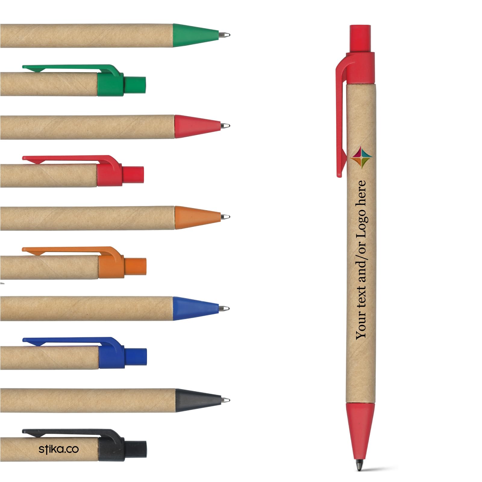 Pack of 40 Red Eco-Friendly Recycled Pens – Colour Customisable Promotional Pens with Reverse Printing and Optional Velvet Pouches – Personalised pens for Schools, Businesses, and Promotional Events — image 1