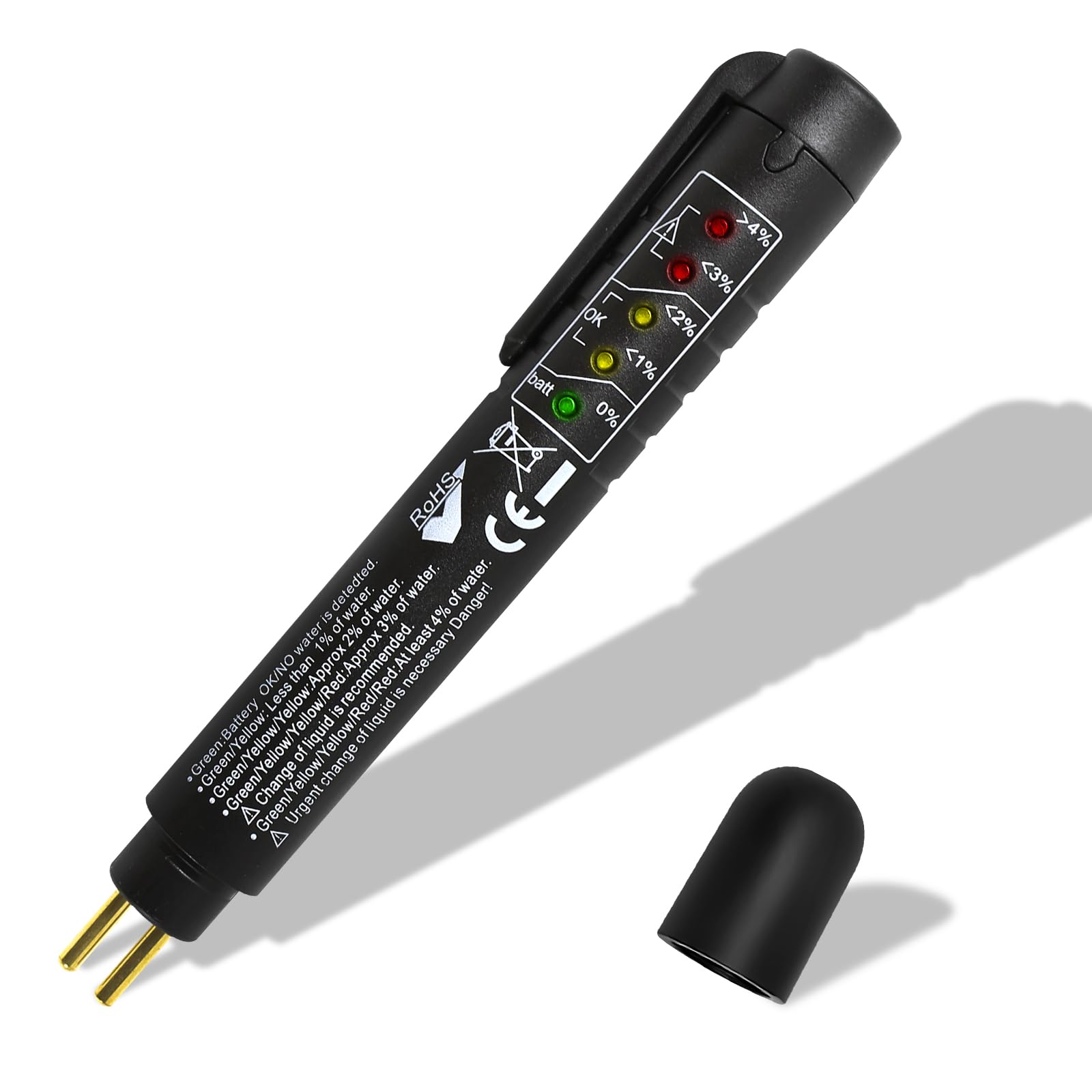 wuyaoyao Bolígrafo probador de líquido de frenos con 5 indicadores LED, DOT 3 DOT 4 DOT 5.1, bolígrafo probador de líquido de frenos, herramienta de diagnóstico de frenos automático para comprobar el