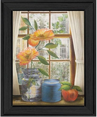 Trendy Decor4U "Afternoon Flower" por el artesano Ed Wargo, impresión enmarcada lista para colgar, marco negro