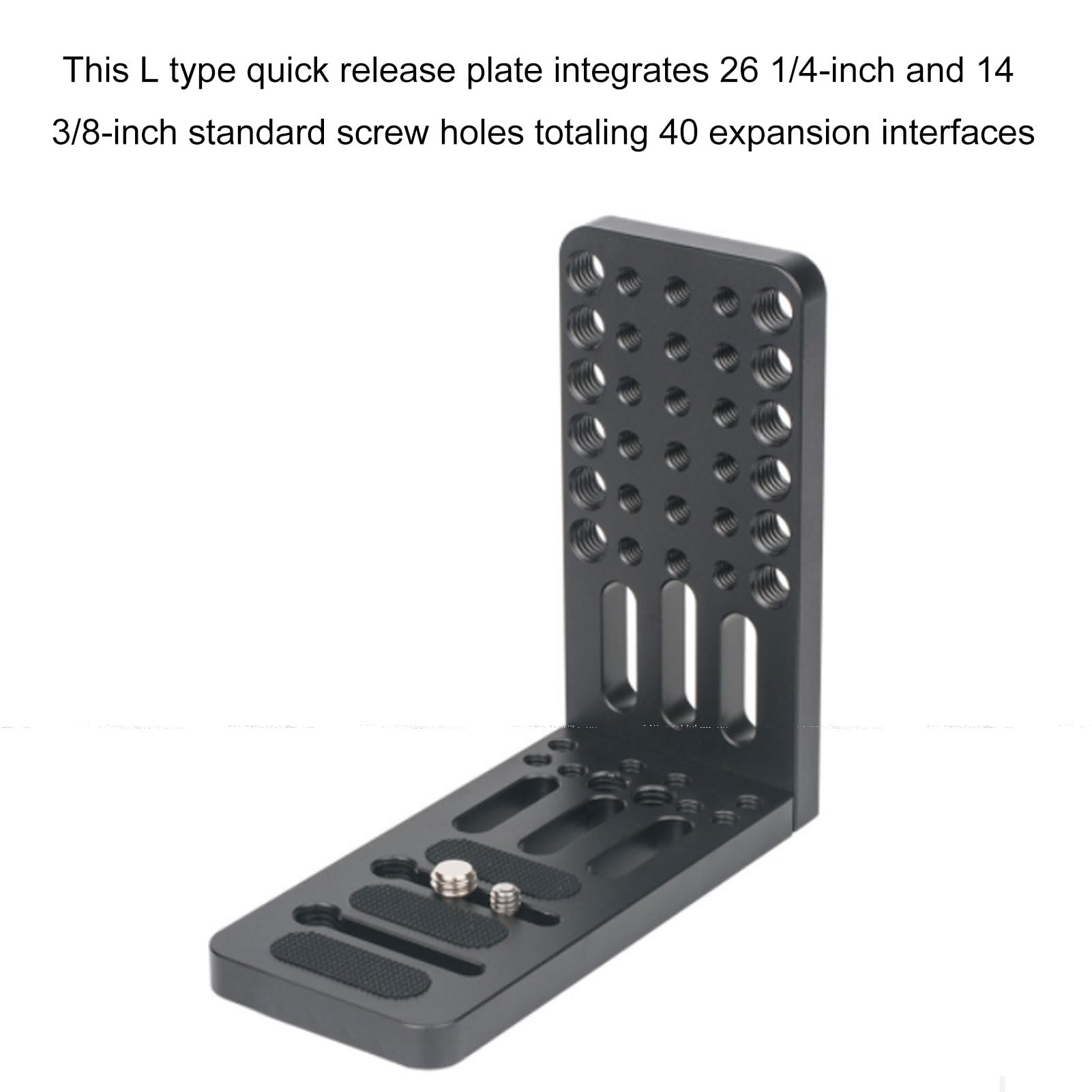 Asixxsix Placa de Queso para cámara, Soporte en L, Placa de liberación rápida con Orificios roscados de 1/4" y 3/8", conmutación Vertical/Horizontal para trípode y estabilizador