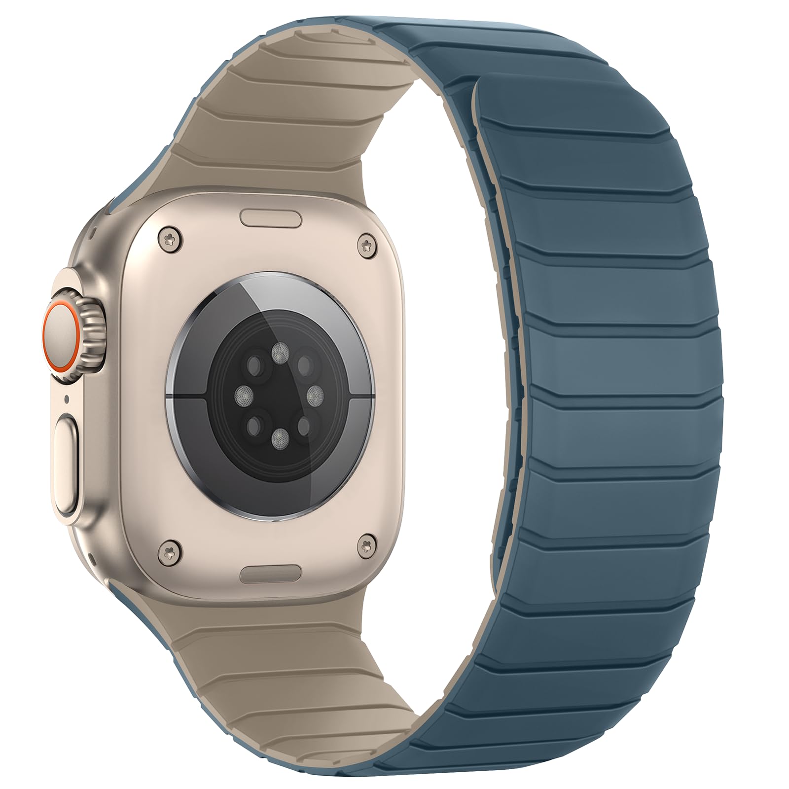 Sixmoat Cinturino Magnetico in Silicone Compatibile con Apple Watch 49mm 46mm 45mm 44mm 42mm per Uomo e Donna, Cinturini Sportivo e Leggero per Ultra SE Series 10 9 8 7 6 5 4 3, Blu dune-nuvole