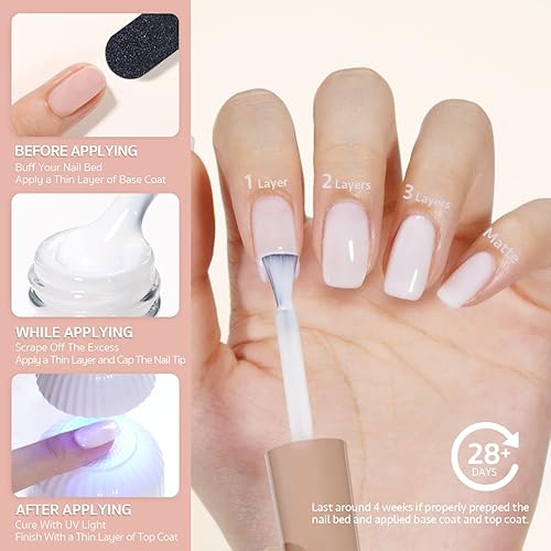 Miniatura 9 de Vishine Juego de 48 esmaltes de gel, 45 esmaltes de uñas de gel color rosa nude gelatina, para todas las estaciones, juego de esmaltes de uñas de