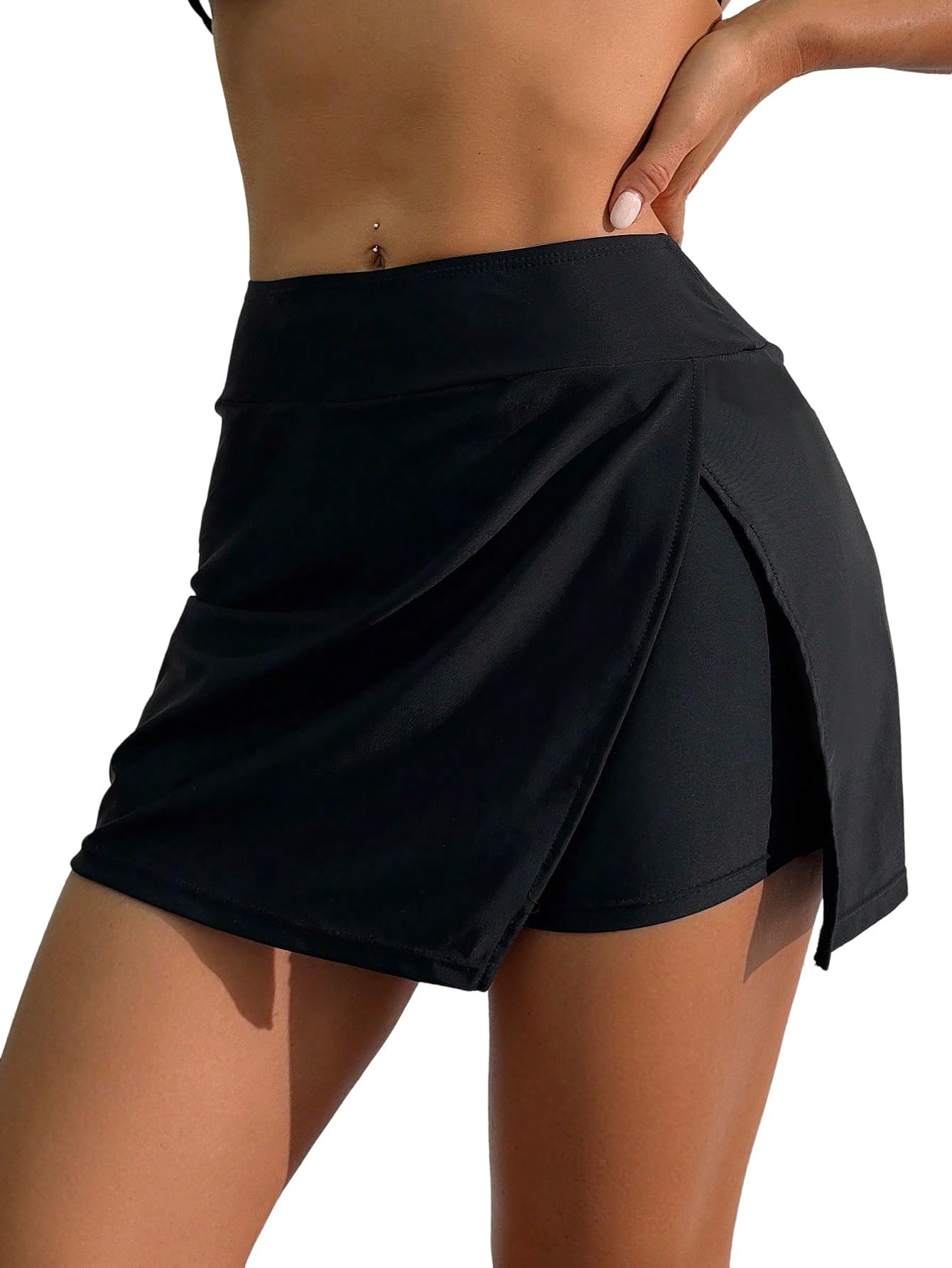 GORGLITTER Damskie szorty bikini, krótkie spodenki bikini z rozcięciem, swobodne szorty plażowe, szorty kąpielowe, mini spódniczka bikini, letnie szorty kąpielowe