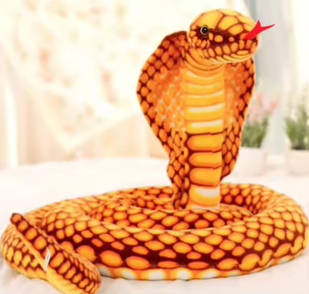 Tikwisdom Stuffed Animals, Snake, Large Cobra Plush Toy, High Simulation Cobra Soft Toy, Prop Animal Party Decoration