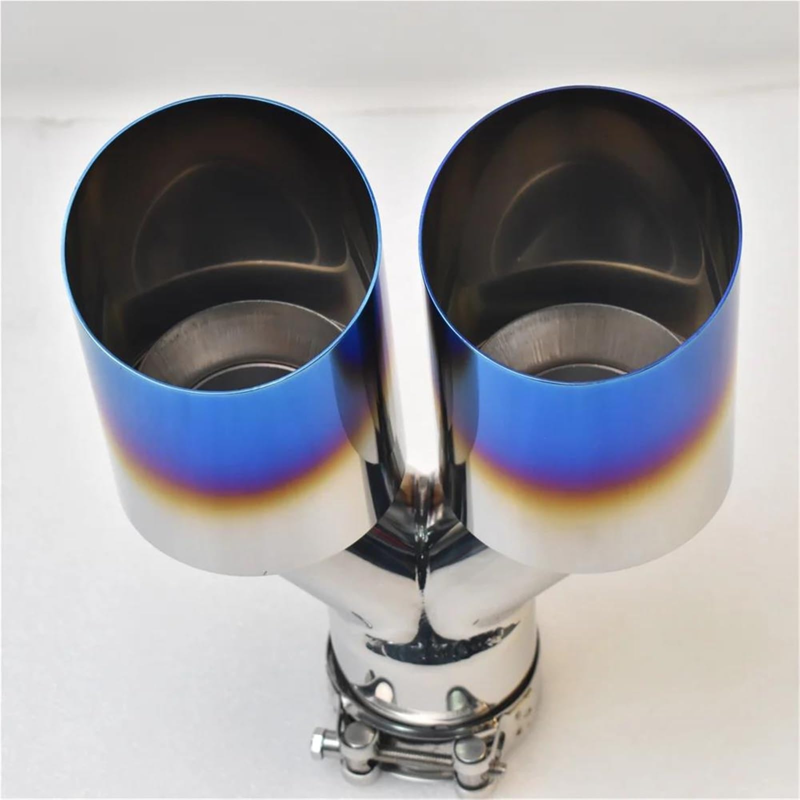 Generico Terminali Scarico Silenziatore Scarico Posteriore Doppio Cilindro Importazione Universale Automobili Acciaio Inossidabile 304 Lega Titanio Esportazione(70MM in- 89MM out)