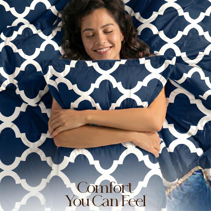 Image of Utopia Bedding 2 Pc Twin Comforter Set, Printed Comforter, Navy