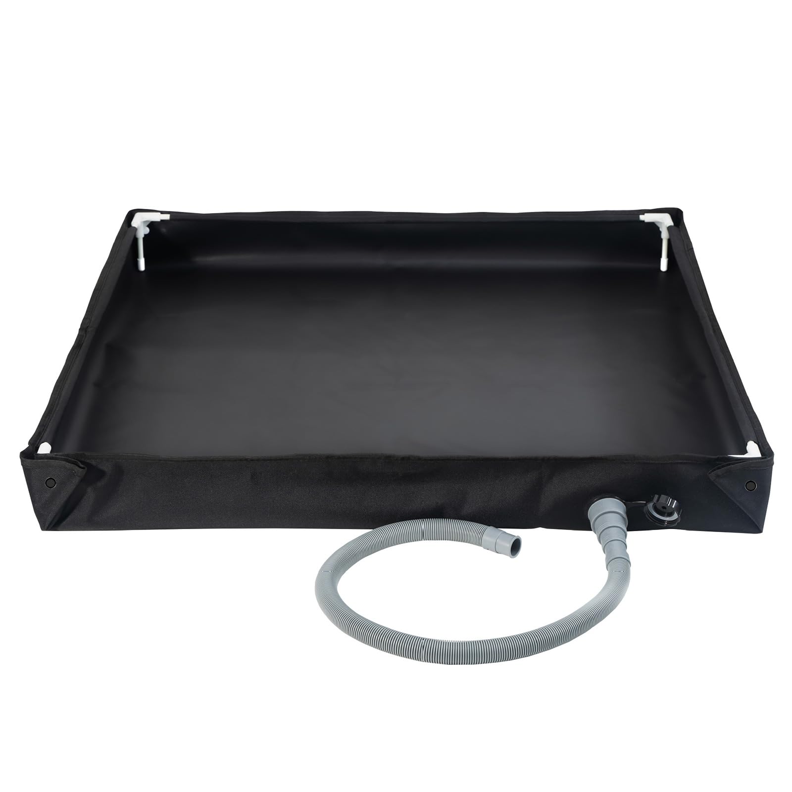Faltbare Abflusswanne für die Spülung, Oxford PVC Wasserauffangwanne mit Schlauch, 80 x 80 x 10 cm für Terrassenaufgaben, Faltbare Abflusswanne, tragbares Spülbecken, Gartenwasser,