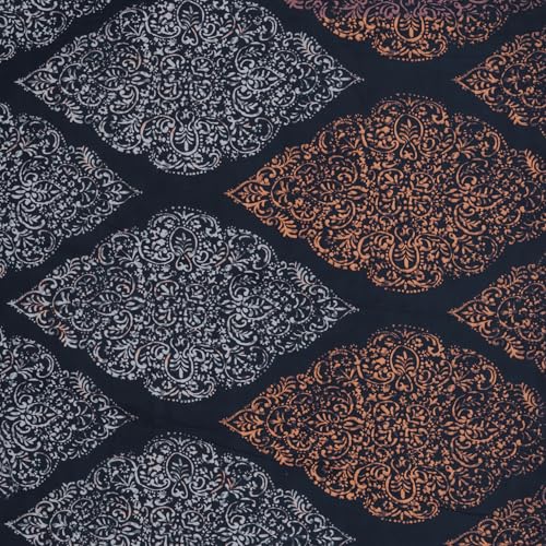 Image of Cloth Fusion Glace Cotton Elastic Fitted Bedsheet Queen Size for Double Bed with 2 Pillow Covers (78X60 inches, Midnight Paisley)