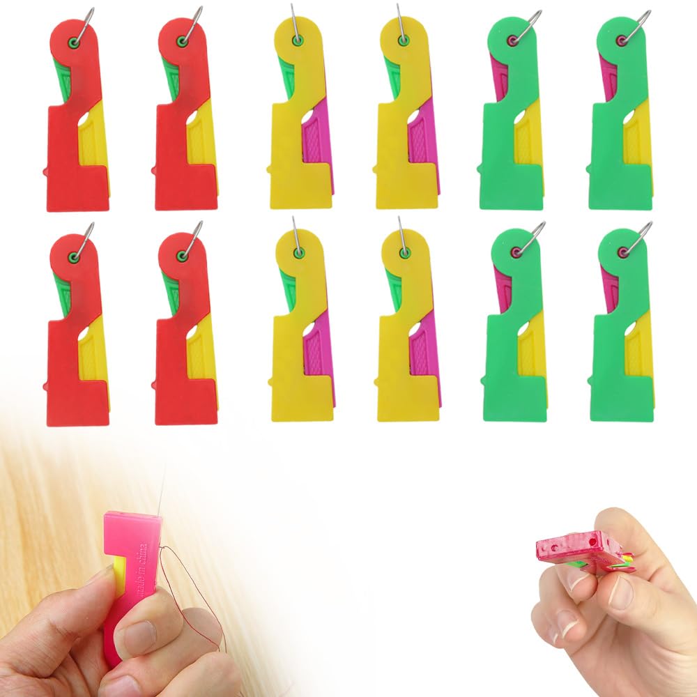 Enhebradores de agujas de plástico, enhebrador automático de agujas, utilizado para enhebrar rápidamente el hilo en el agujero de la aguja, adecuado para personas mayores y aquellos a los que les