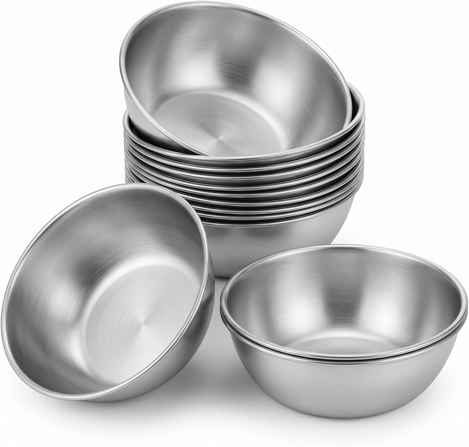20Pcs Stainless Steel Sauce Dishes 3.3Inch, Mini Individual Saucers Bowl