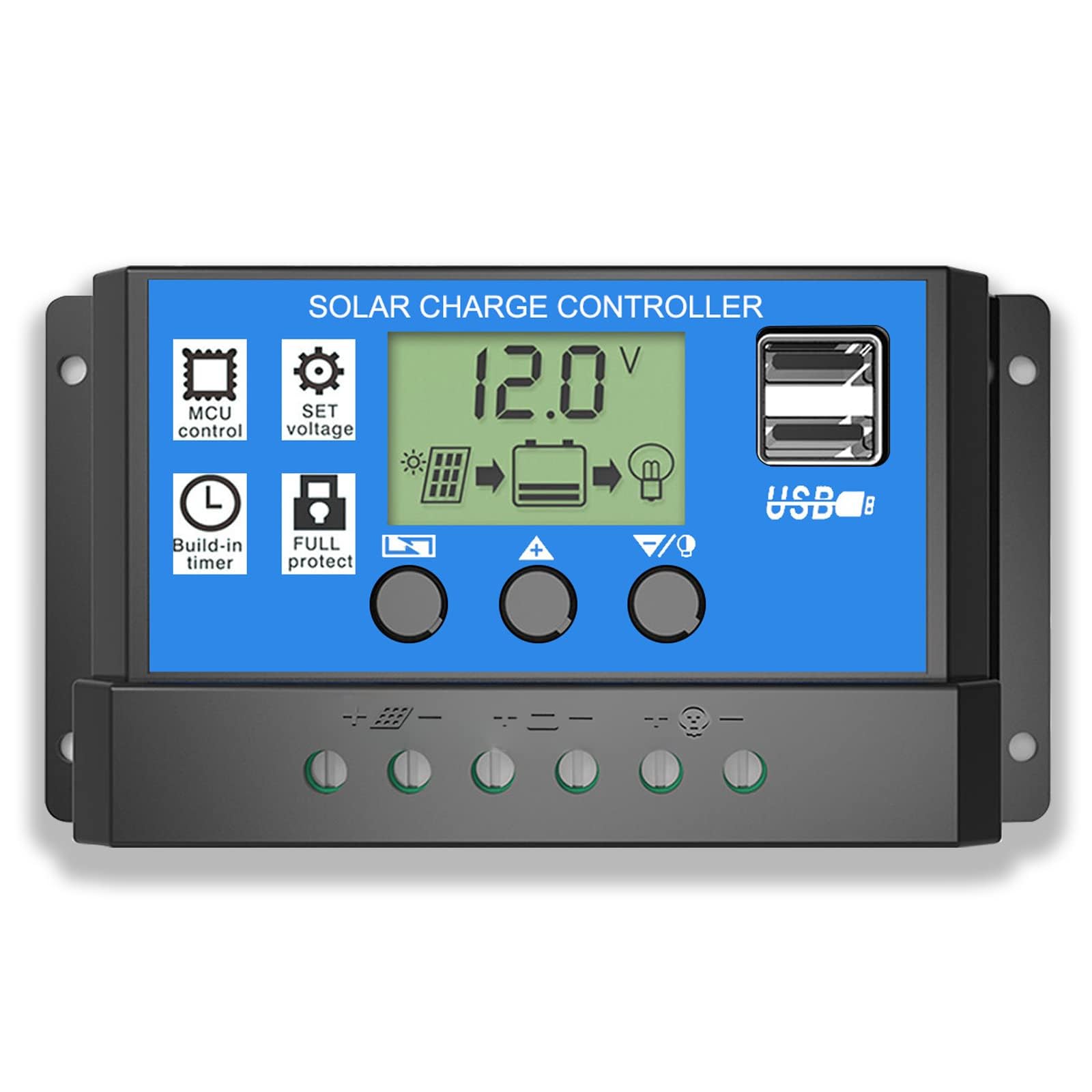 Plexaris Solar Charge Controller, 30A Solar Controller, ABS Solar Charge Controller 12V / 24V, PWM Auto Parameter Adjustable LCD Display Charge Controller with 5V Dual Usb Port (B0DDBNR1VB) Amazon Price History, Amazon Price Tracker